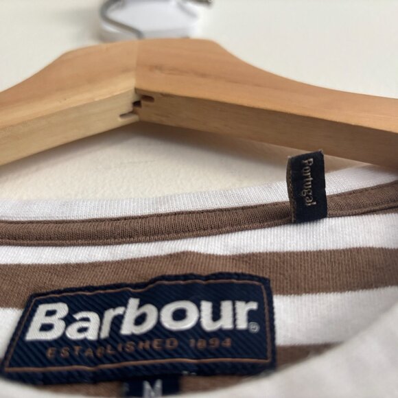 Barbour Brown White Striped Long Sleeve Tee - Medium - Picture 5 of 11